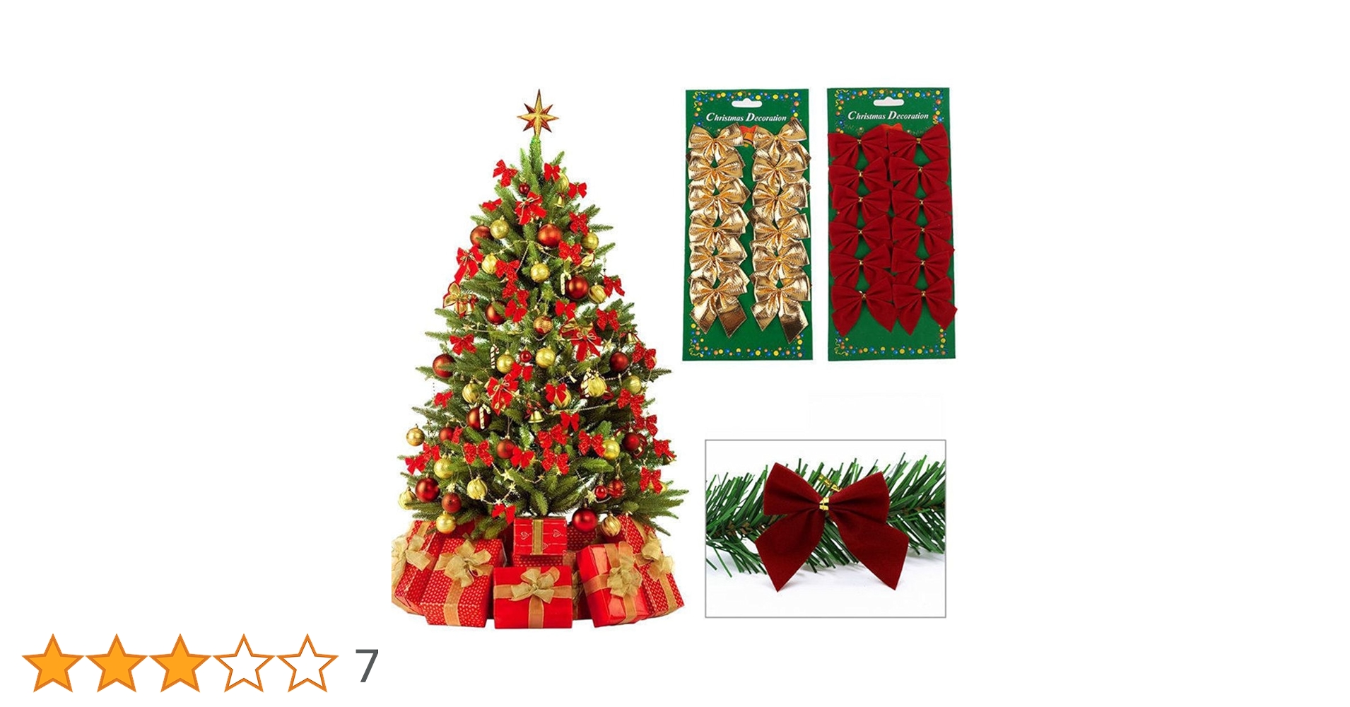 Amazon | クリスマスツリー 飾り クリスマス飾り 赤いリボン ゴールド